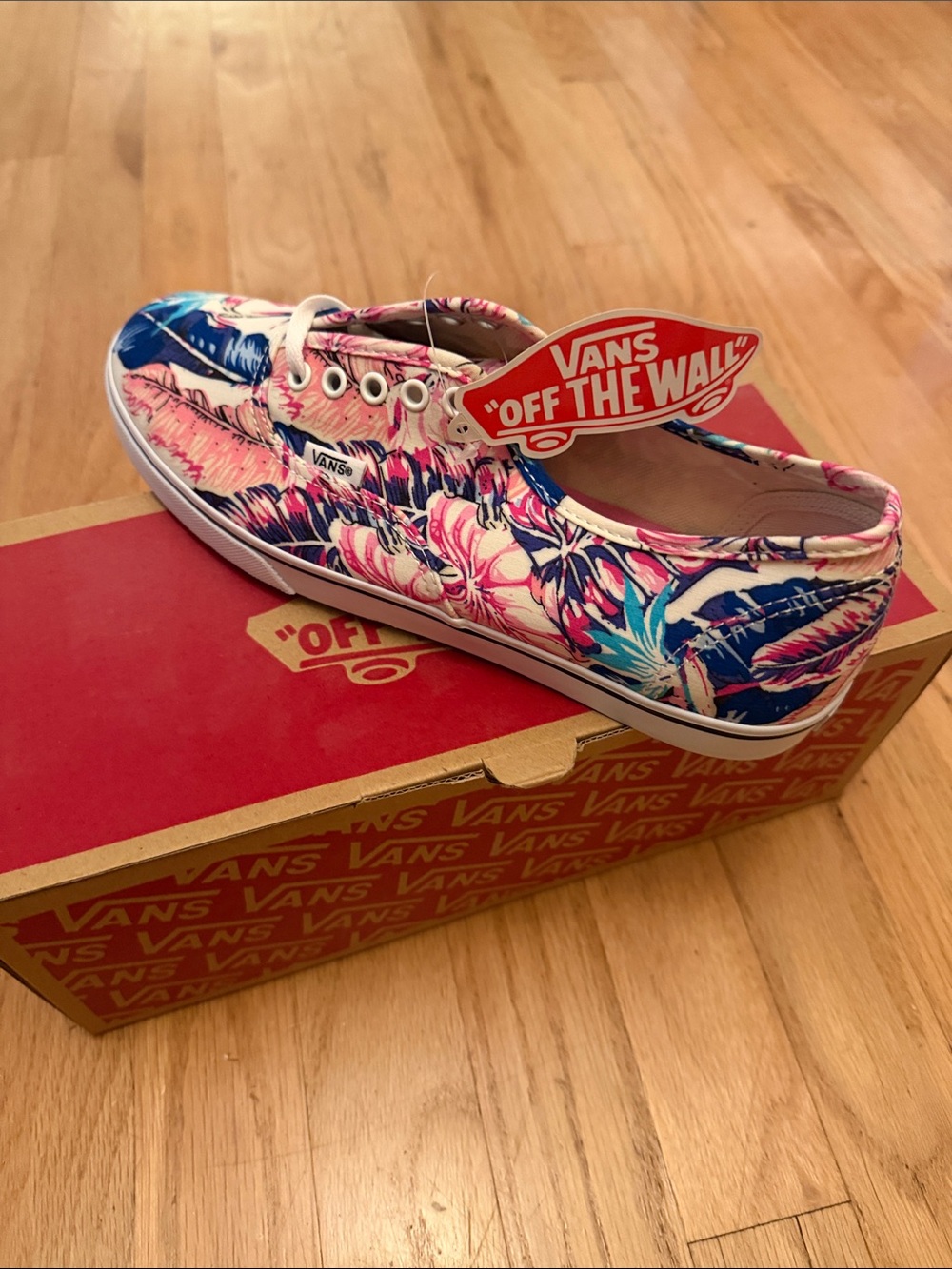Vans Floral Canvas Low-Top Sneaker in Pink and Blue
